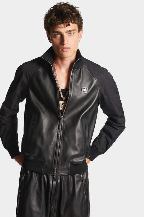 Mixed Leather Bomber