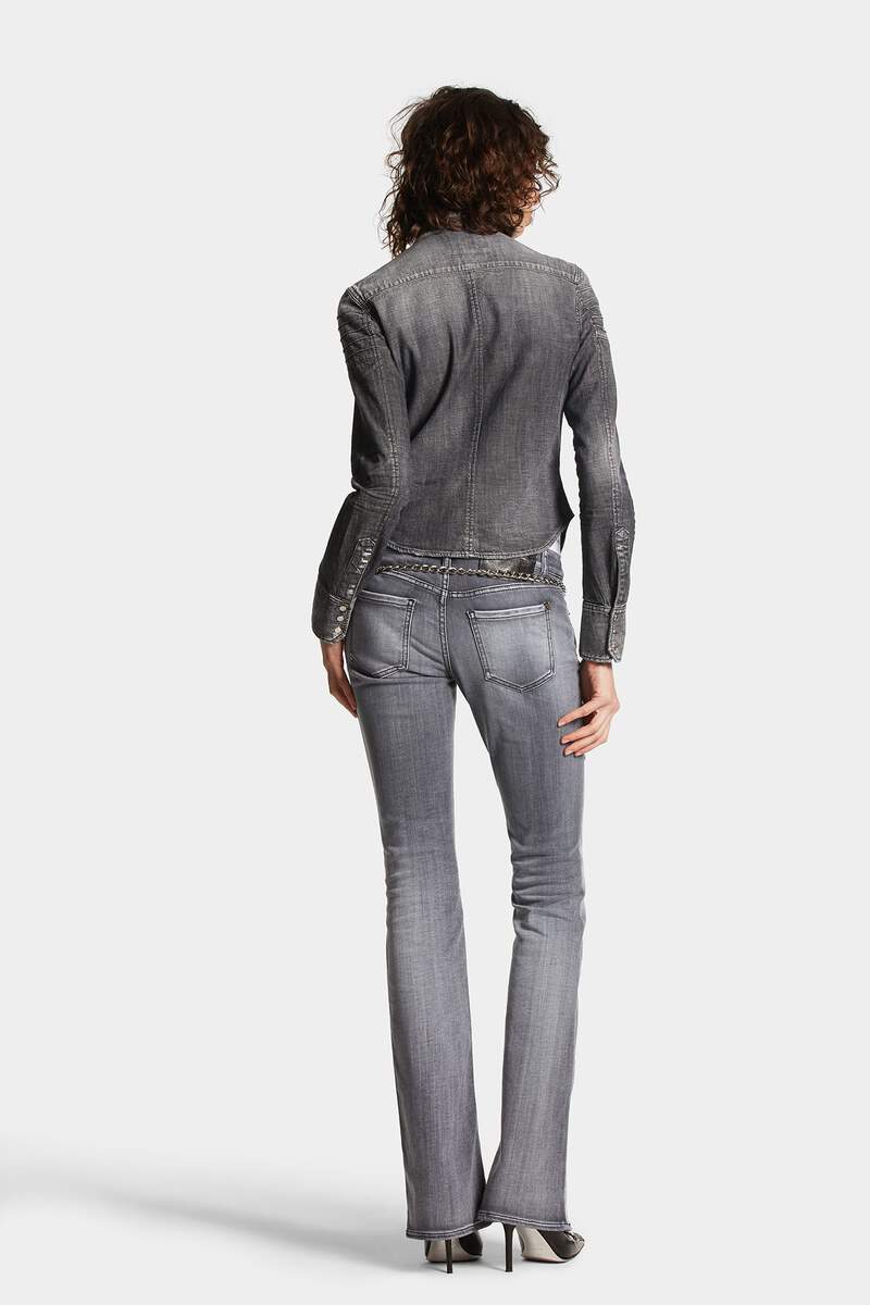 Grey Proper Wash Medium Waist Flare Jeans 画像番号 4