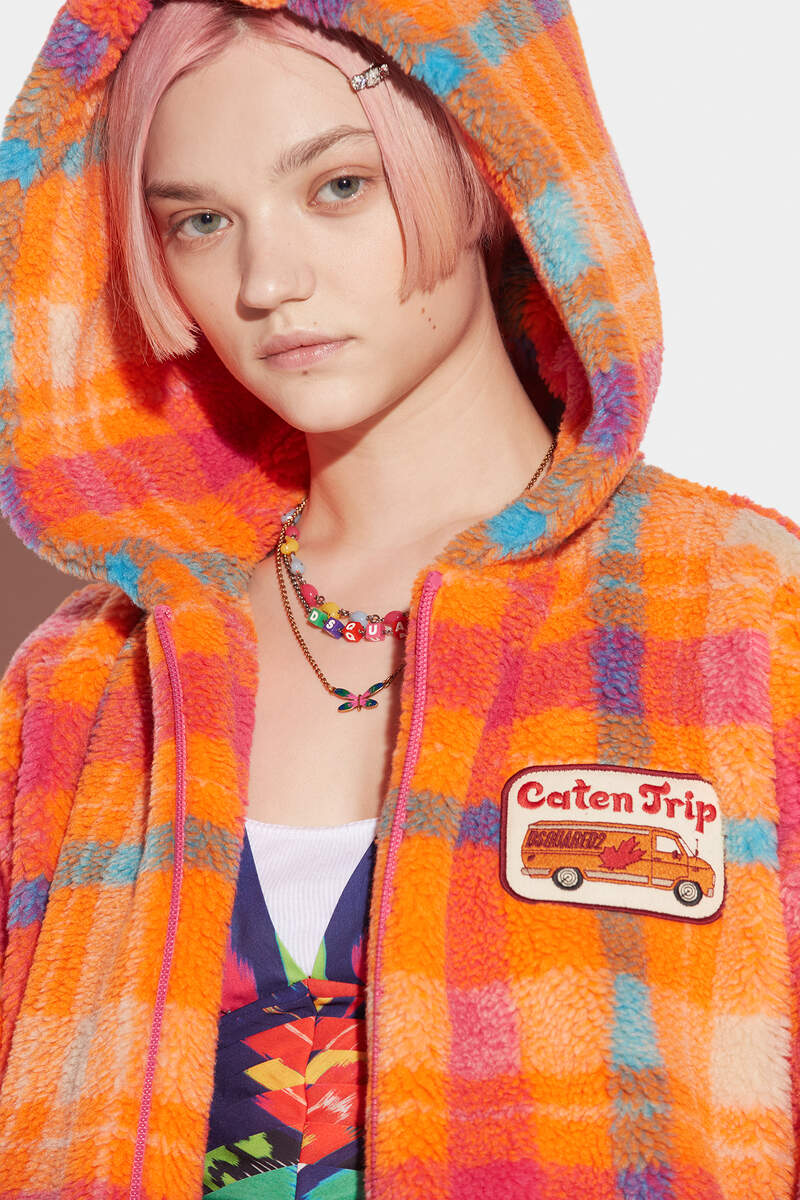 Camping Crew Check Teddy Zip Jacket image number 5