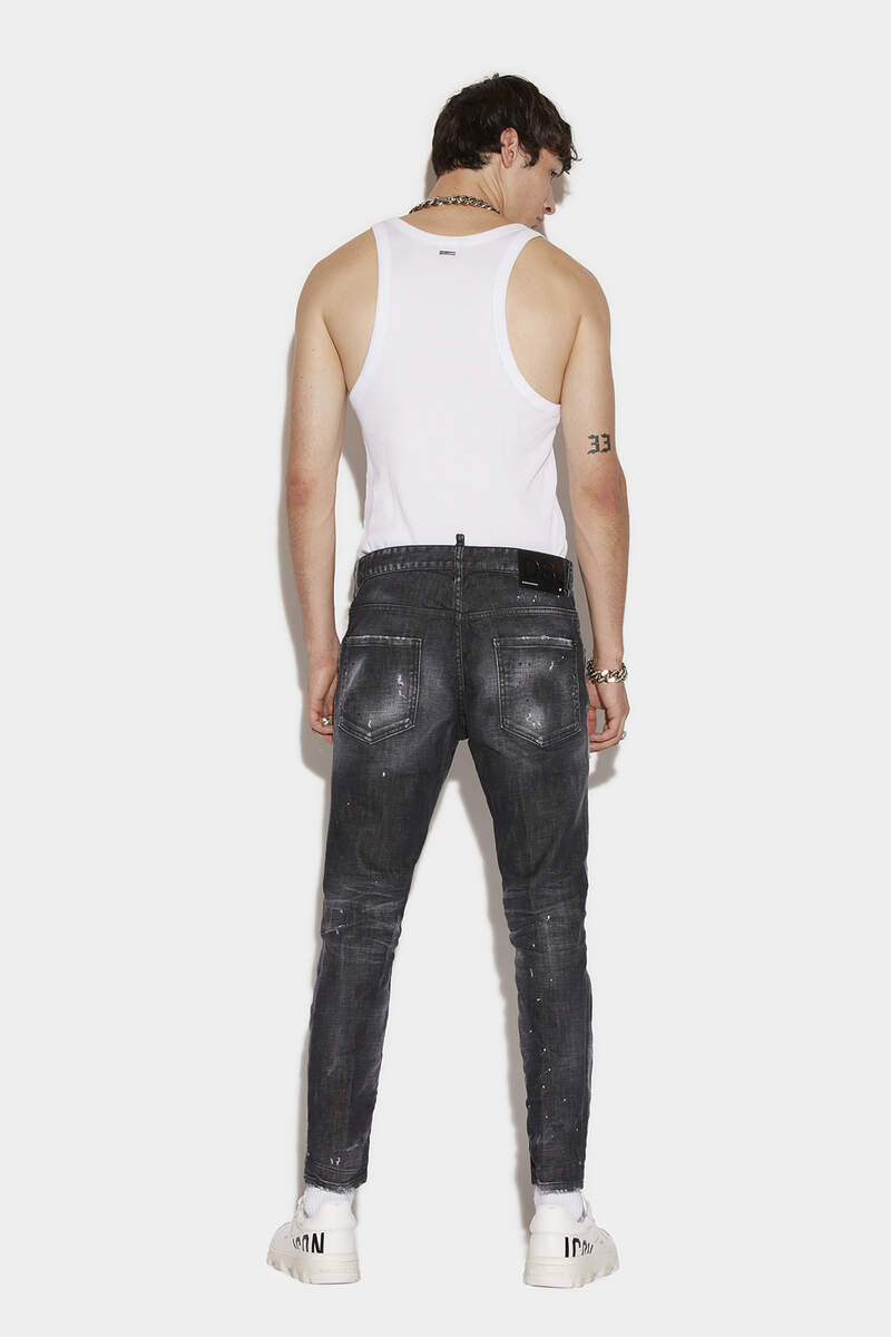 Black Ripped Knee Wash Skater Jeans immagine numero 2