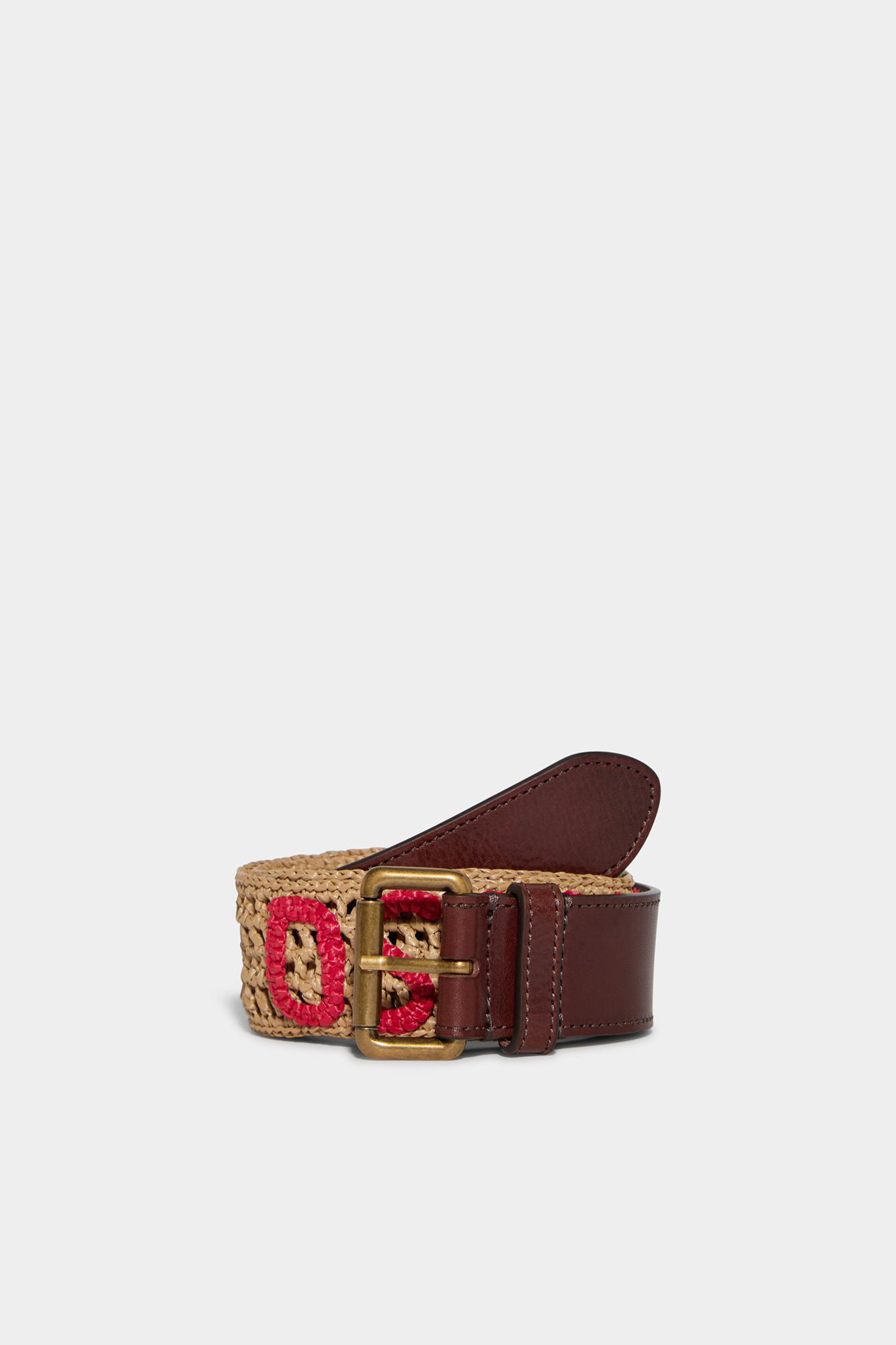 Dsquared2 Women's Red Textured Leather Metal Buckle Decorated Belt Sz M L 
