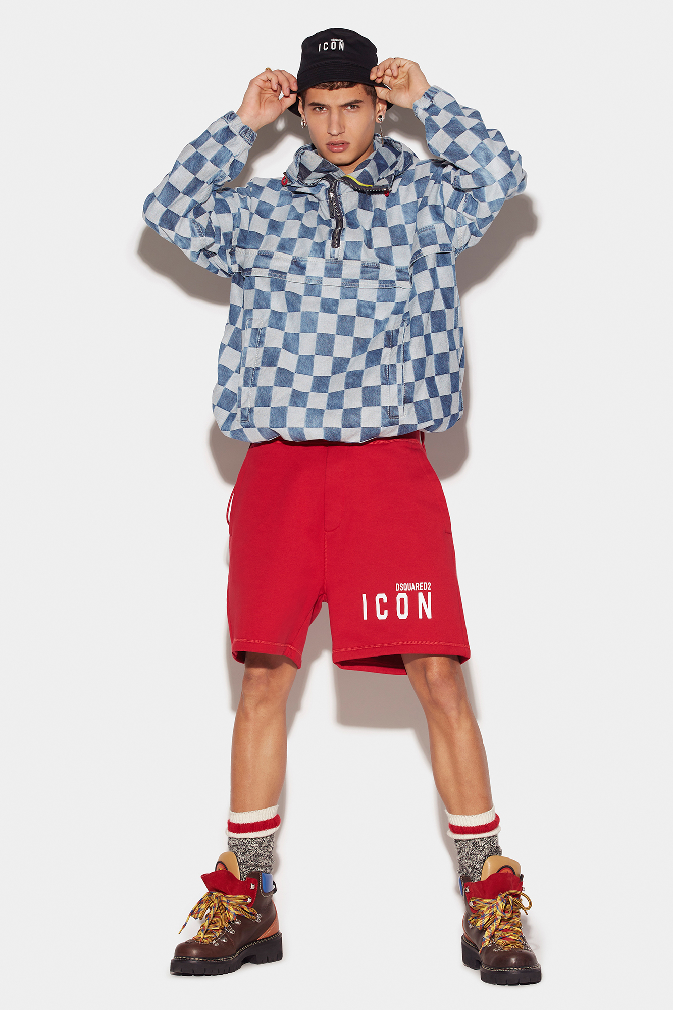 Dsquared2 Icon Cotton Shorts In Red